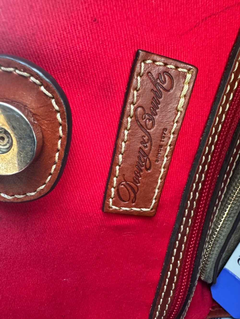 Dooney & Bourke Red Canvas Crossbody with Brown Leather Trim